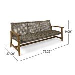 Marcia Outdoor Wood and Wicker Sofa - Gray