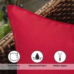 MIULEE Set of 2 Red Outdoor Pillow Covers 18x18
