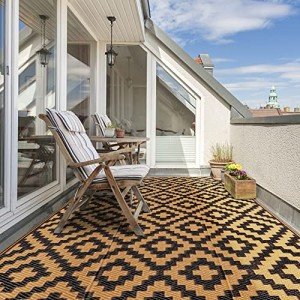 Reversible Outdoor Mat - Black & Brown Lattice