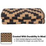 Reversible Outdoor Mat - Black & Brown Lattice