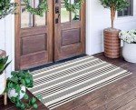 Black and White Striped Outdoor Area Rug 24" x 51