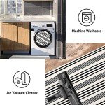 Black and White Striped Outdoor Area Rug 24" x 51