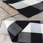 MUBIN Hand-Woven Buffalo Plaid Rug - Black/White