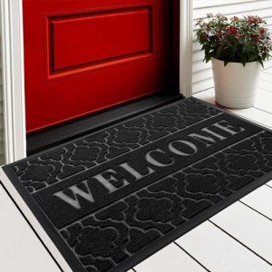 Heavy Duty Waterproof Outdoor Welcome Mat, Black