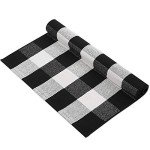 MUBIN Hand-Woven Buffalo Plaid Rug - Black/White