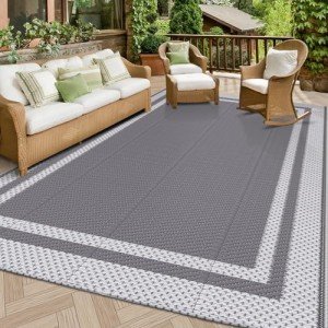 Reversible Outdoor Rug for Patio and Camping