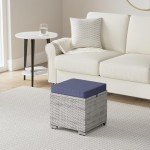 2-Piece Wicker Ottomans for Patio & Backyard