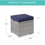 2-Piece Wicker Ottomans for Patio & Backyard