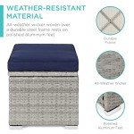 2-Piece Wicker Ottomans for Patio & Backyard