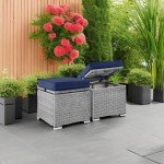 2-Piece Wicker Ottomans for Patio & Backyard
