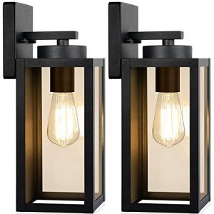 Modern Matte Black Outdoor Wall Light Fixtures - 2-Pack
