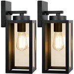 Modern Matte Black Outdoor Wall Light Fixtures - 2-Pack