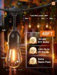48FT LED Outdoor String Lights with Vintage Bulbs