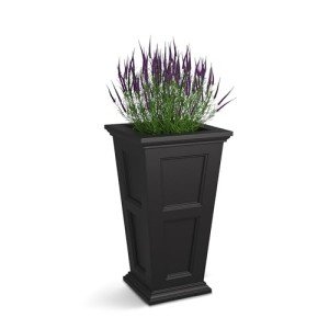 Fairfield Tall Planter in Black - 16" x 16" x 28