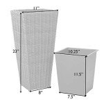 Tall Wicker Outdoor Planter Set - Mocha (2 Pack)