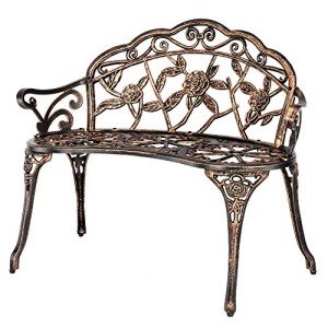 VINGLI 38.5" Rose Metal Bench for Patio