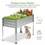 Galvanized Raised Garden Bed with Legs for Patio