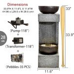 Bumilgar Outdoor Waterfall Fountain with Lights