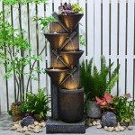 Outdoor 5-Tier Waterfall Fountain with LED Lights