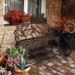 VINGLI 38.5" Rose Metal Bench for Patio