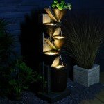 Outdoor 5-Tier Waterfall Fountain with LED Lights