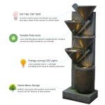 Outdoor 5-Tier Waterfall Fountain with LED Lights