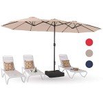 PHI VILLA 15ft Double-Sided Patio Umbrella - Beige
