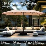 PHI VILLA 15ft Double-Sided Patio Umbrella - Beige