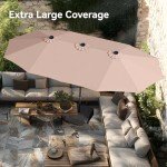 PHI VILLA 15ft Double-Sided Patio Umbrella - Beige