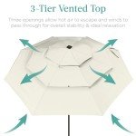 10ft 3-Tier Solar Patio Umbrella with Lights
