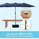 Caprihom 15ft Blue Double-Sided Patio Umbrella