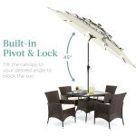 10ft 3-Tier Solar Patio Umbrella with Lights