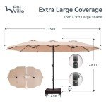 PHI VILLA 15ft Double-Sided Patio Umbrella - Beige