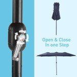 Caprihom 15ft Blue Double-Sided Patio Umbrella