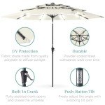 10ft 3-Tier Solar Patio Umbrella with Lights