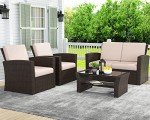 LayinSun 4-Piece Wicker Patio Furniture Set