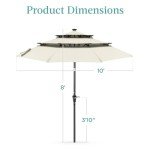 10ft 3-Tier Solar Patio Umbrella with Lights