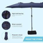 Caprihom 15ft Blue Double-Sided Patio Umbrella