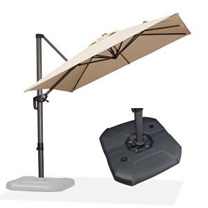 Beige 8ft Square Cantilever Patio Umbrella