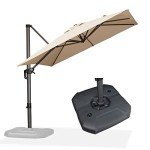 Beige 8ft Square Cantilever Patio Umbrella
