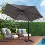 Shintenchi Dark Gray Cantilever Patio Umbrella