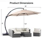 12 FT Curvy Cantilever Patio Umbrella with Base