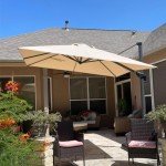 Beige 8ft Square Cantilever Patio Umbrella