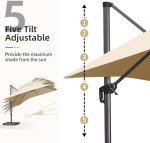 Beige 8ft Square Cantilever Patio Umbrella