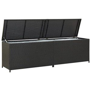 Spacious Black Rattan Patio Storage Box