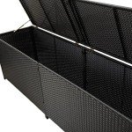 Spacious Black Rattan Patio Storage Box