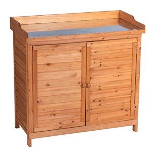 Wooden Patio Storage Cabinet with Potting Benches