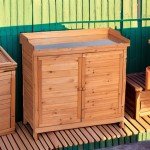 Wooden Patio Storage Cabinet with Potting Benches
