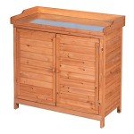 Wooden Patio Storage Cabinet with Potting Benches