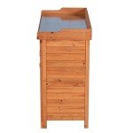 Wooden Patio Storage Cabinet with Potting Benches